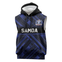Toa Samoa 40th Anniversary Sleeveless Hoodie Royal Blue Tribal LT9 Blue - Polynesian Pride