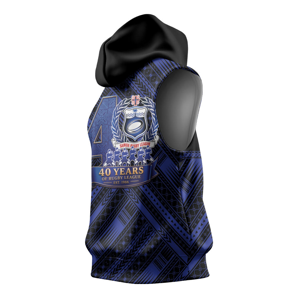 Toa Samoa 40th Anniversary Sleeveless Hoodie Royal Blue Tribal LT9 - Polynesian Pride