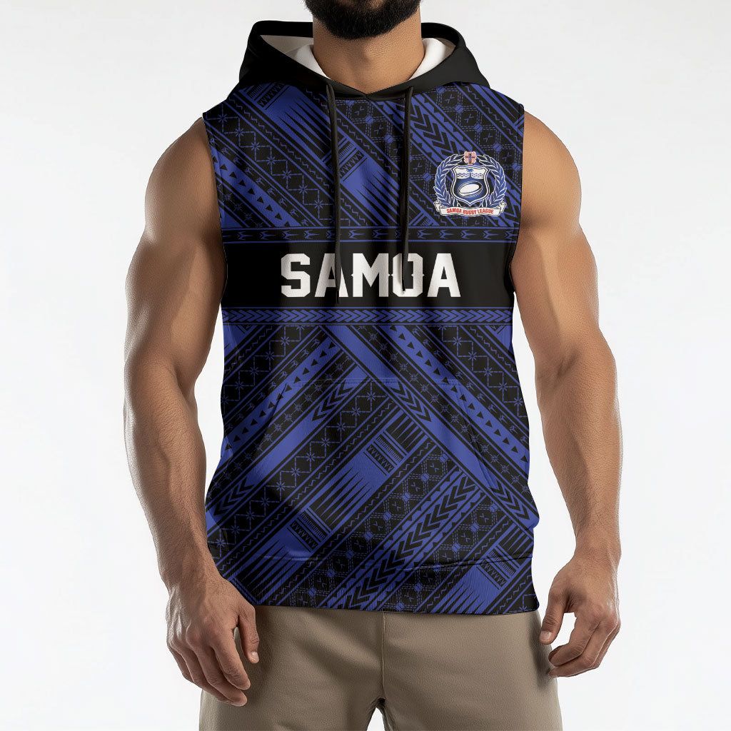 Toa Samoa 40th Anniversary Sleeveless Hoodie Royal Blue Tribal LT9 - Polynesian Pride