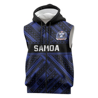 Toa Samoa 40th Anniversary Sleeveless Zip Hoodie Royal Blue Tribal LT9 Blue - Polynesian Pride