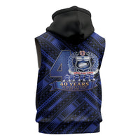 Toa Samoa 40th Anniversary Sleeveless Zip Hoodie Royal Blue Tribal LT9 - Polynesian Pride