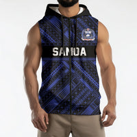 Toa Samoa 40th Anniversary Sleeveless Zip Hoodie Royal Blue Tribal LT9 - Polynesian Pride