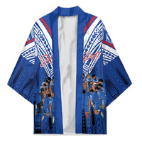 Toa Samoa Siva Tau Kimono Royal Blue Chevron Geometric Heritage LT9 Unisex Blue - Polynesian Pride