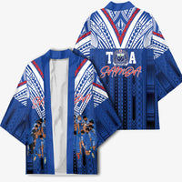 Toa Samoa Siva Tau Kimono Royal Blue Chevron Geometric Heritage LT9 - Polynesian Pride