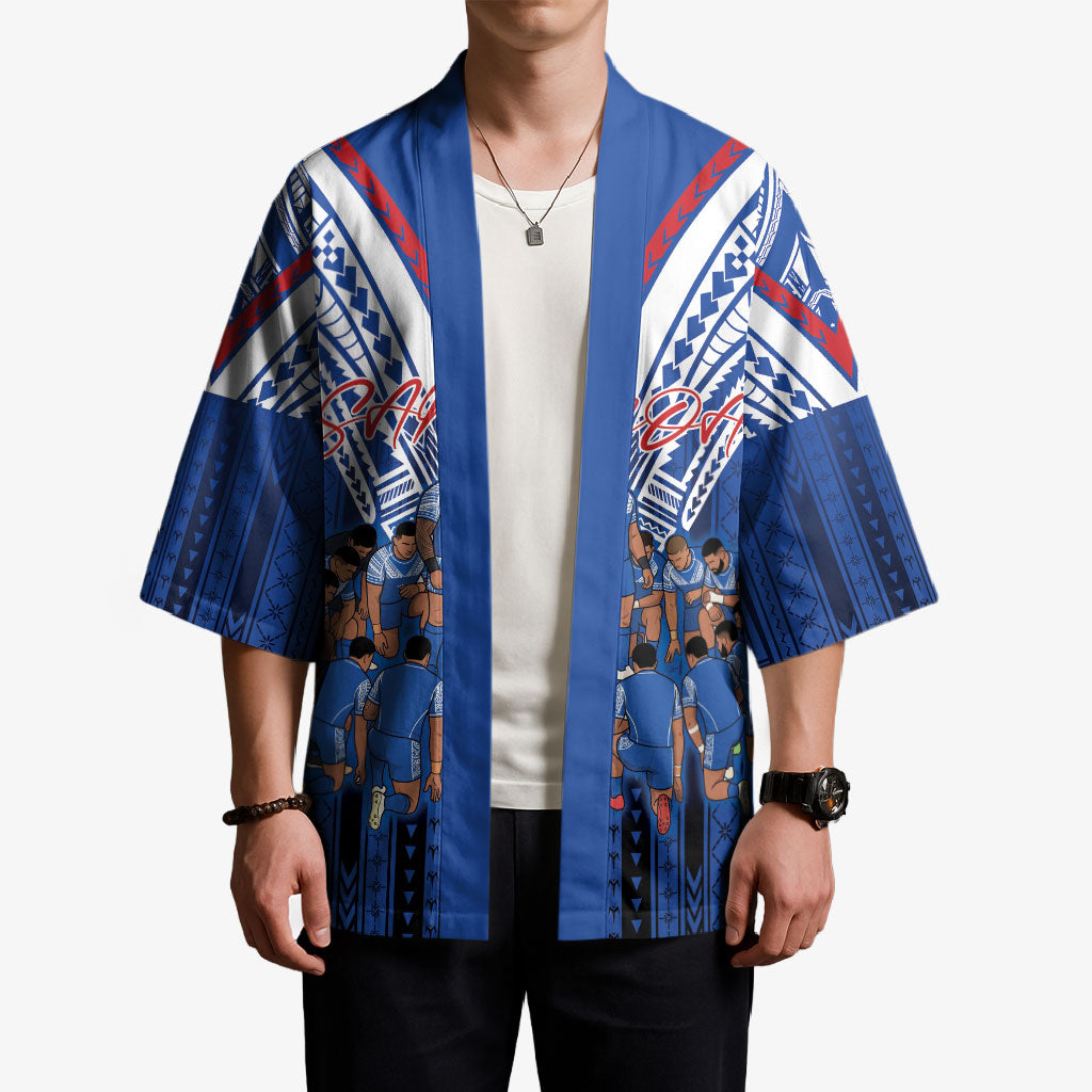 Toa Samoa Siva Tau Kimono Royal Blue Chevron Geometric Heritage LT9 - Polynesian Pride