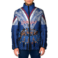 Toa Samoa Siva Tau Padded Jacket Royal Blue Chevron Geometric Heritage LT9 Men Blue - Polynesian Pride