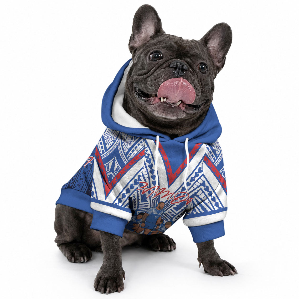 Toa Samoa Siva Tau Pet Hoodie Royal Blue Chevron Geometric Heritage LT9 - Polynesian Pride