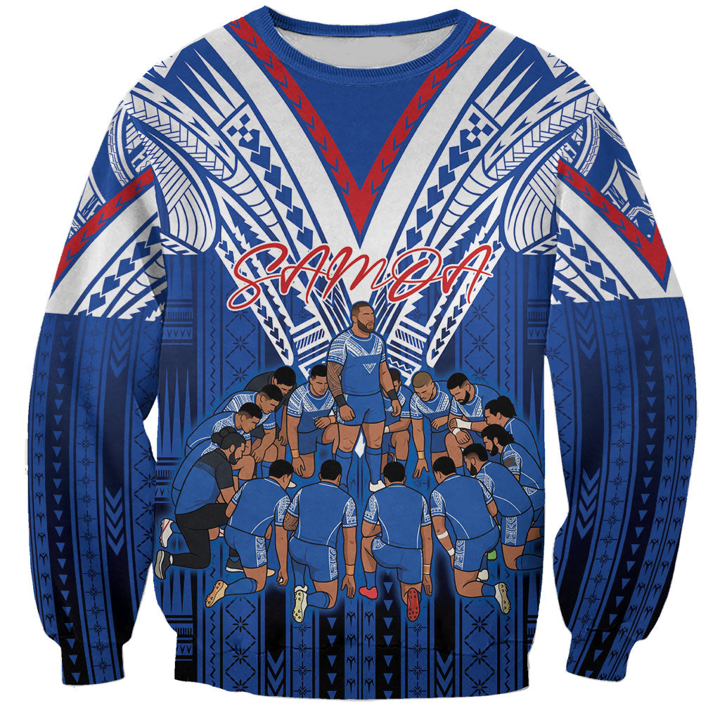 Toa Samoa Siva Tau Sweatshirt Royal Blue Chevron Geometric Heritage LT9 Unisex Blue - Polynesian Pride