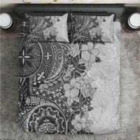 Polynesia Bedding Set Hibiscus and Hawaiian Tribal Tattoo Retro Style Gray Color LT9 Gray - Polynesian Pride
