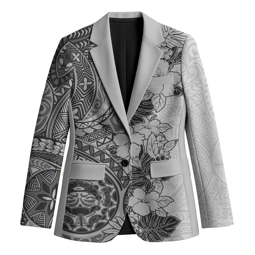 Polynesia Blazer Hibiscus Hawaiian Tribal Tattoo Retro Gray LT9 Unisex Gray - Polynesian Pride