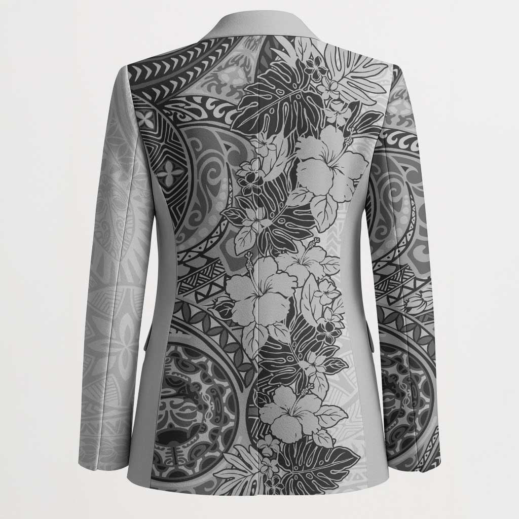 Polynesia Blazer Hibiscus Hawaiian Tribal Tattoo Retro Gray LT9 - Polynesian Pride