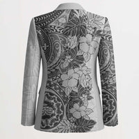 Polynesia Blazer Hibiscus Hawaiian Tribal Tattoo Retro Gray LT9 - Polynesian Pride