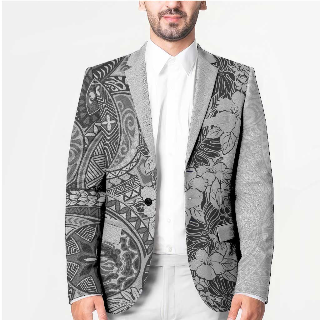 Polynesia Blazer Hibiscus Hawaiian Tribal Tattoo Retro Gray LT9 - Polynesian Pride