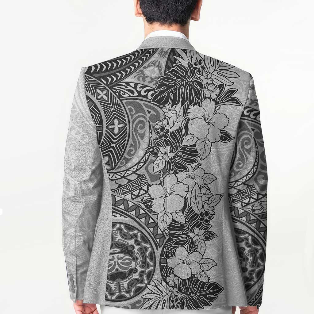 Polynesia Blazer Hibiscus Hawaiian Tribal Tattoo Retro Gray LT9 - Polynesian Pride