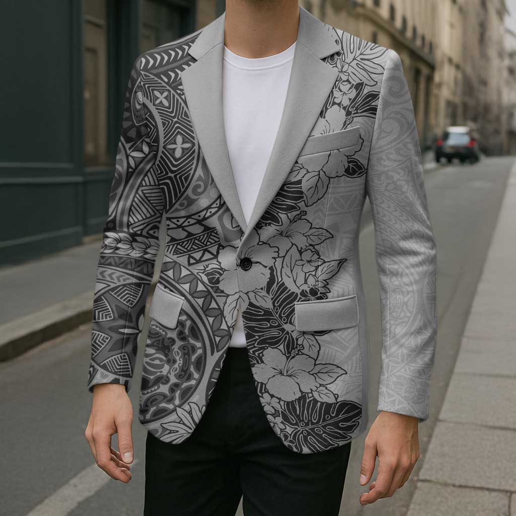 Polynesia Blazer Hibiscus Hawaiian Tribal Tattoo Retro Gray LT9 - Polynesian Pride