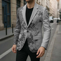 Polynesia Blazer Hibiscus Hawaiian Tribal Tattoo Retro Gray LT9 - Polynesian Pride