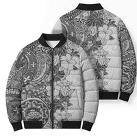 Polynesia Bomber Puffer Jacket Hibiscus Hawaiian Tribal Tattoo Retro Gray LT9 - Polynesian Pride