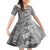 Polynesia Family Matching Puletasi Dress and Hawaiian Shirt Hibiscus and Hawaiian Tribal Tattoo Retro Style Gray Color LT9 Daughter's Dress Gray - Polynesian Pride