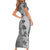 Polynesia Family Matching Short Sleeve Bodycon Dress and Hawaiian Shirt Hibiscus and Hawaiian Tribal Tattoo Retro Style Gray Color LT9 - Polynesian Pride