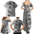 Polynesia Family Matching Summer Maxi Dress and Hawaiian Shirt Hibiscus and Hawaiian Tribal Tattoo Retro Style Gray Color LT9 - Polynesian Pride