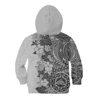 Polynesia Kid Hoodie Hibiscus and Hawaiian Tribal Tattoo Retro Style Gray Color LT9 - Polynesian Pride