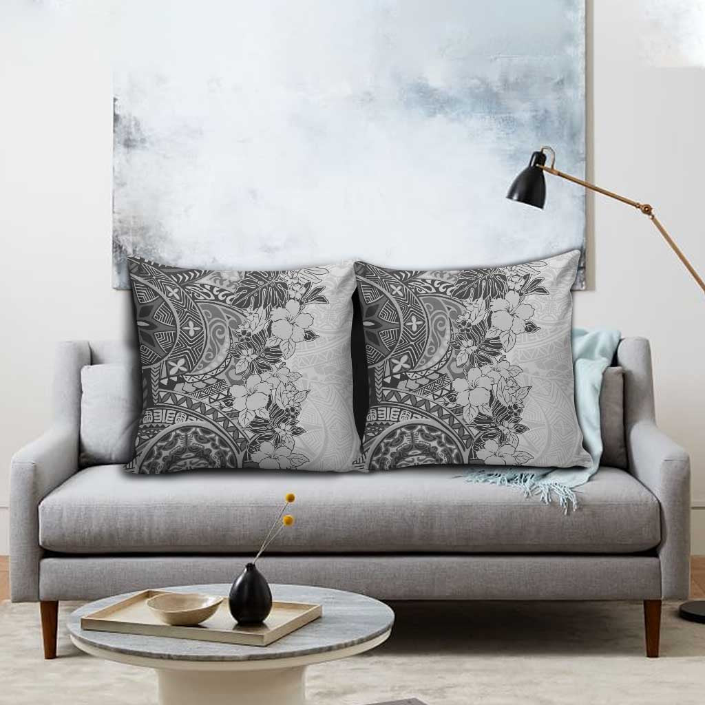 Polynesia Pillow Cover Hibiscus Hawaiian Tribal Tattoo Retro Gray LT9 - Polynesian Pride