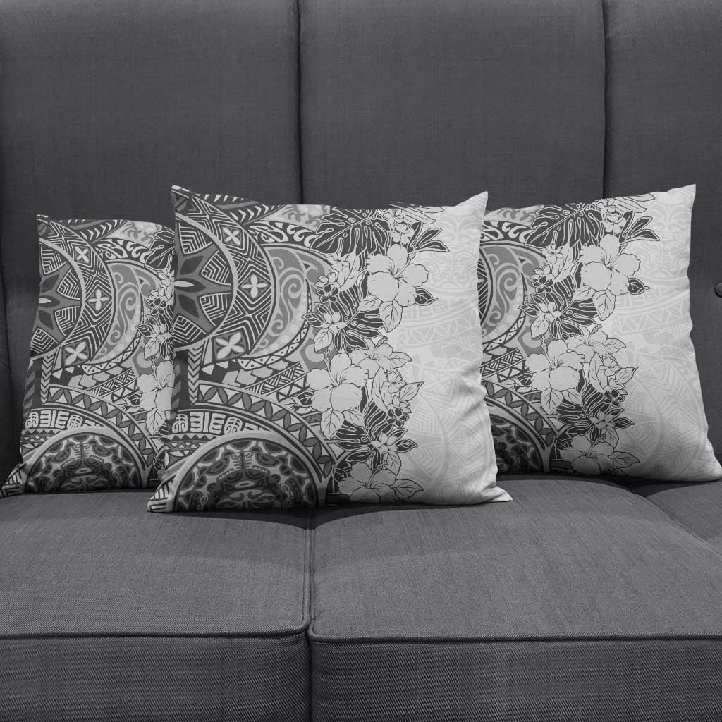 Polynesia Pillow Cover Hibiscus Hawaiian Tribal Tattoo Retro Gray LT9 - Polynesian Pride