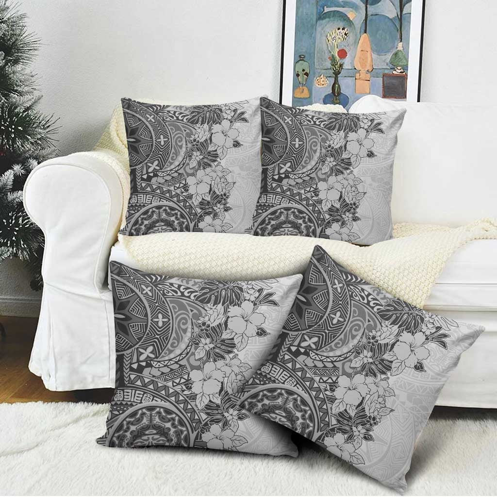 Polynesia Pillow Cover Hibiscus Hawaiian Tribal Tattoo Retro Gray LT9 - Polynesian Pride
