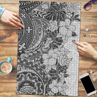 Polynesia Puzzle Hibiscus Hawaiian Tribal Tattoo Retro Gray LT9 Gray - Polynesian Pride
