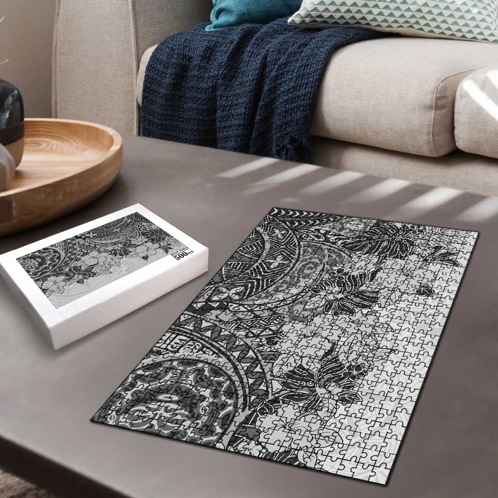 Polynesia Puzzle Hibiscus Hawaiian Tribal Tattoo Retro Gray LT9 - Polynesian Pride