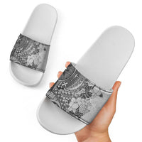 Polynesia Slide Sandals Hibiscus Hawaiian Tribal Tattoo Retro Gray LT9 - Polynesian Pride