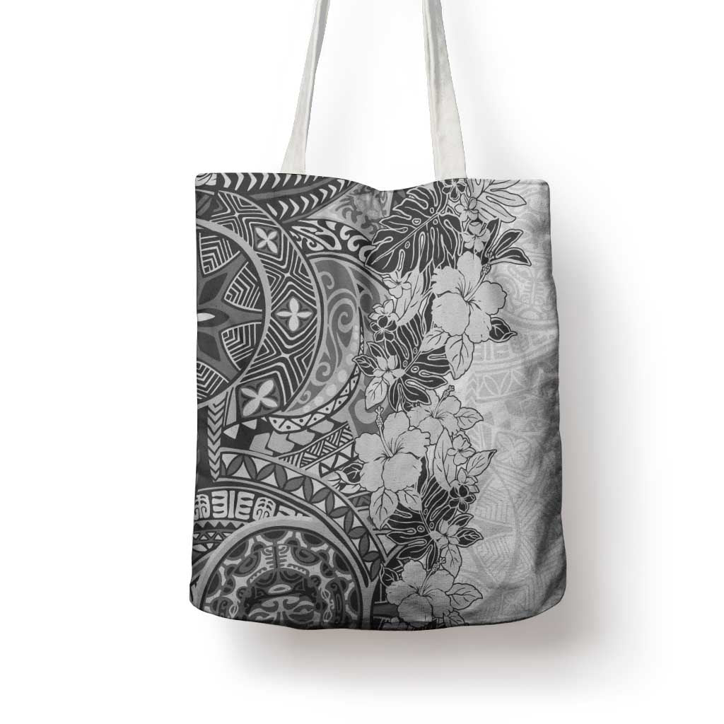 Polynesia Tote Bag Hibiscus Hawaiian Tribal Tattoo Retro Gray LT9 - Polynesian Pride
