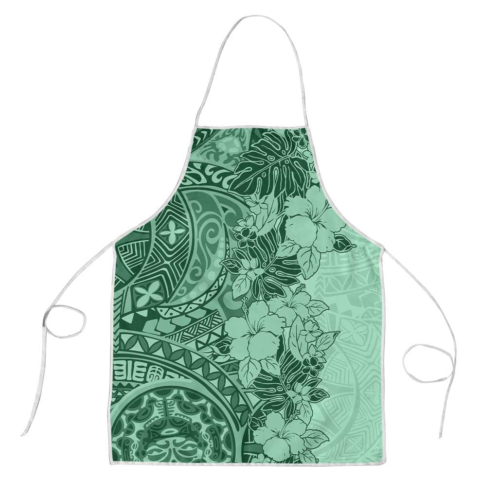 Polynesia Apron Hibiscus Hawaiian Tribal Tattoo Retro Green LT9 Green - Polynesian Pride