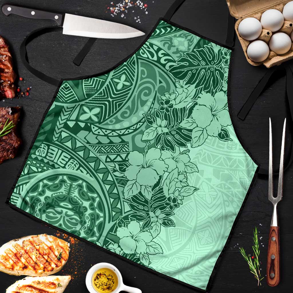 Polynesia Apron Hibiscus Hawaiian Tribal Tattoo Retro Green LT9 Green - Polynesian Pride