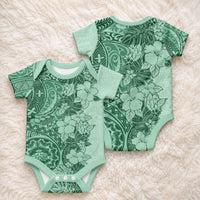 Polynesia Baby Onesie Hibiscus and Hawaiian Tribal Tattoo Retro Style Green Color LT9 - Polynesian Pride