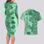 Polynesia Couples Matching Long Sleeve Bodycon Dress and Hawaiian Shirt Hibiscus and Hawaiian Tribal Tattoo Retro Style Green Color LT9 - Polynesian Pride