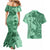 Polynesia Couples Matching Mermaid Dress and Hawaiian Shirt Hibiscus and Hawaiian Tribal Tattoo Retro Style Green Color LT9 - Polynesian Pride