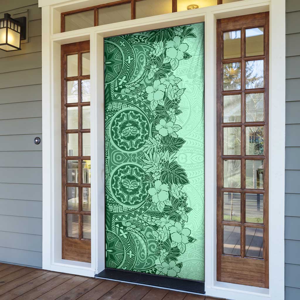 Polynesia Door Cover Hibiscus Hawaiian Tribal Tattoo Retro Green LT9 - Polynesian Pride