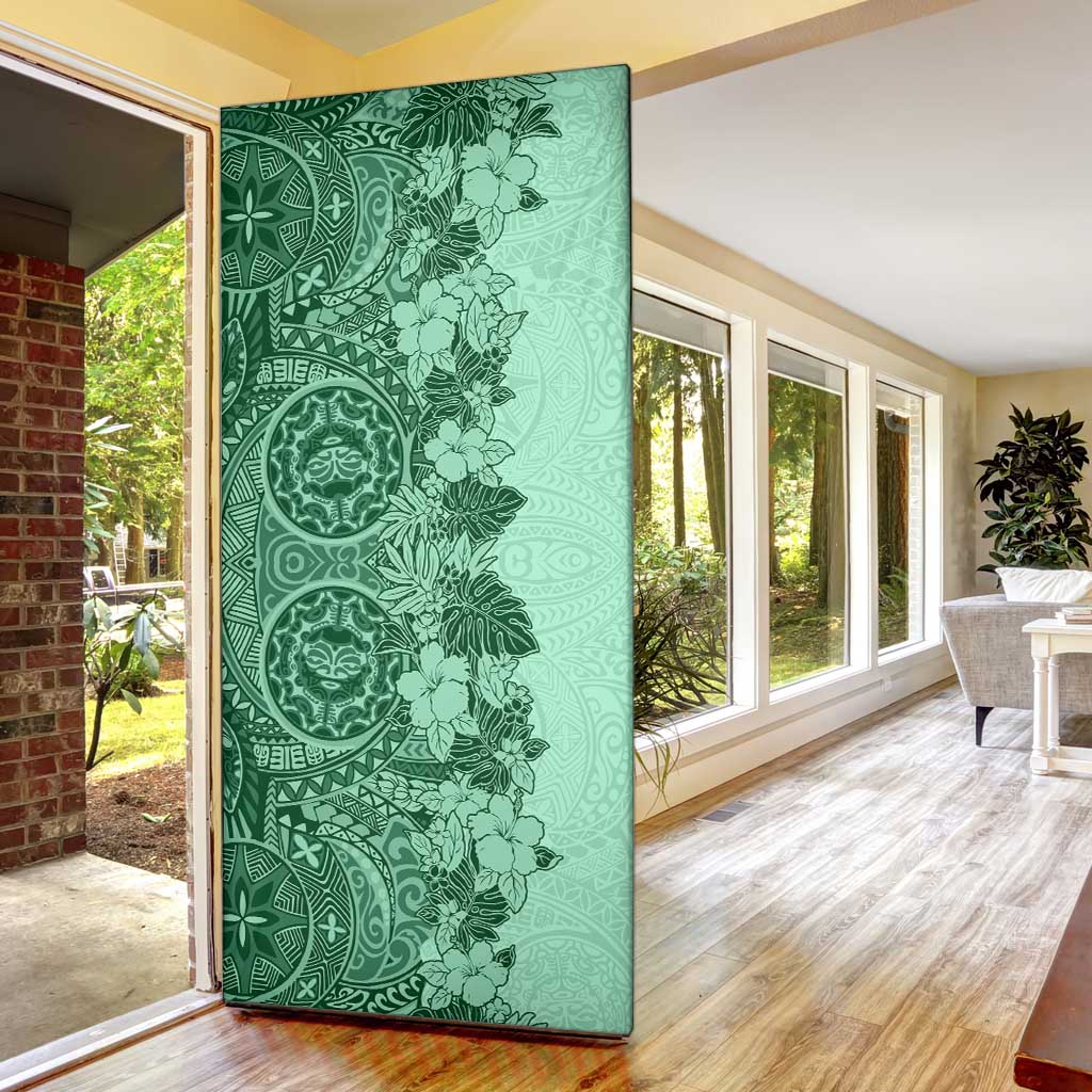 Polynesia Door Cover Hibiscus Hawaiian Tribal Tattoo Retro Green LT9 - Polynesian Pride