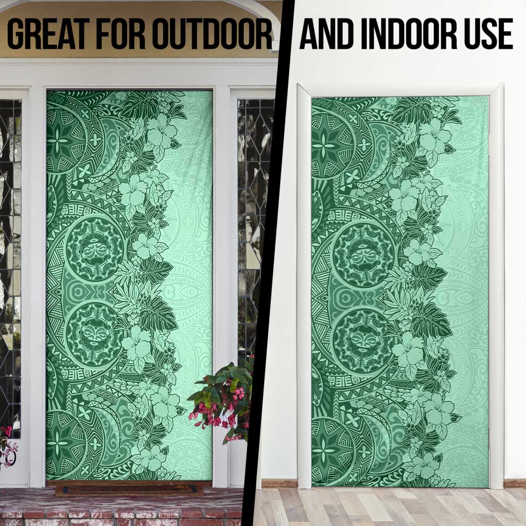 Polynesia Door Cover Hibiscus Hawaiian Tribal Tattoo Retro Green LT9 - Polynesian Pride