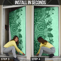 Polynesia Door Cover Hibiscus Hawaiian Tribal Tattoo Retro Green LT9 - Polynesian Pride