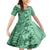 Polynesia Family Matching Mermaid Dress and Hawaiian Shirt Hibiscus and Hawaiian Tribal Tattoo Retro Style Green Color LT9 Daughter's Dress Green - Polynesian Pride