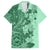 Polynesia Family Matching Puletasi Dress and Hawaiian Shirt Hibiscus and Hawaiian Tribal Tattoo Retro Style Green Color LT9 Dad's Shirt - Short Sleeve Green - Polynesian Pride