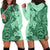 Polynesia Hoodie Dress Hibiscus and Hawaiian Tribal Tattoo Retro Style Green Color LT9 - Polynesian Pride