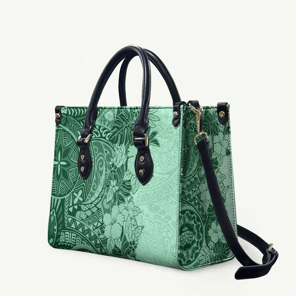 Polynesia Leather Bag Hibiscus Hawaiian Tribal Tattoo Retro Green LT9 Green - Polynesian Pride