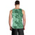 Polynesia Men Tank Top Hibiscus and Hawaiian Tribal Tattoo Retro Style Green Color LT9 - Polynesian Pride