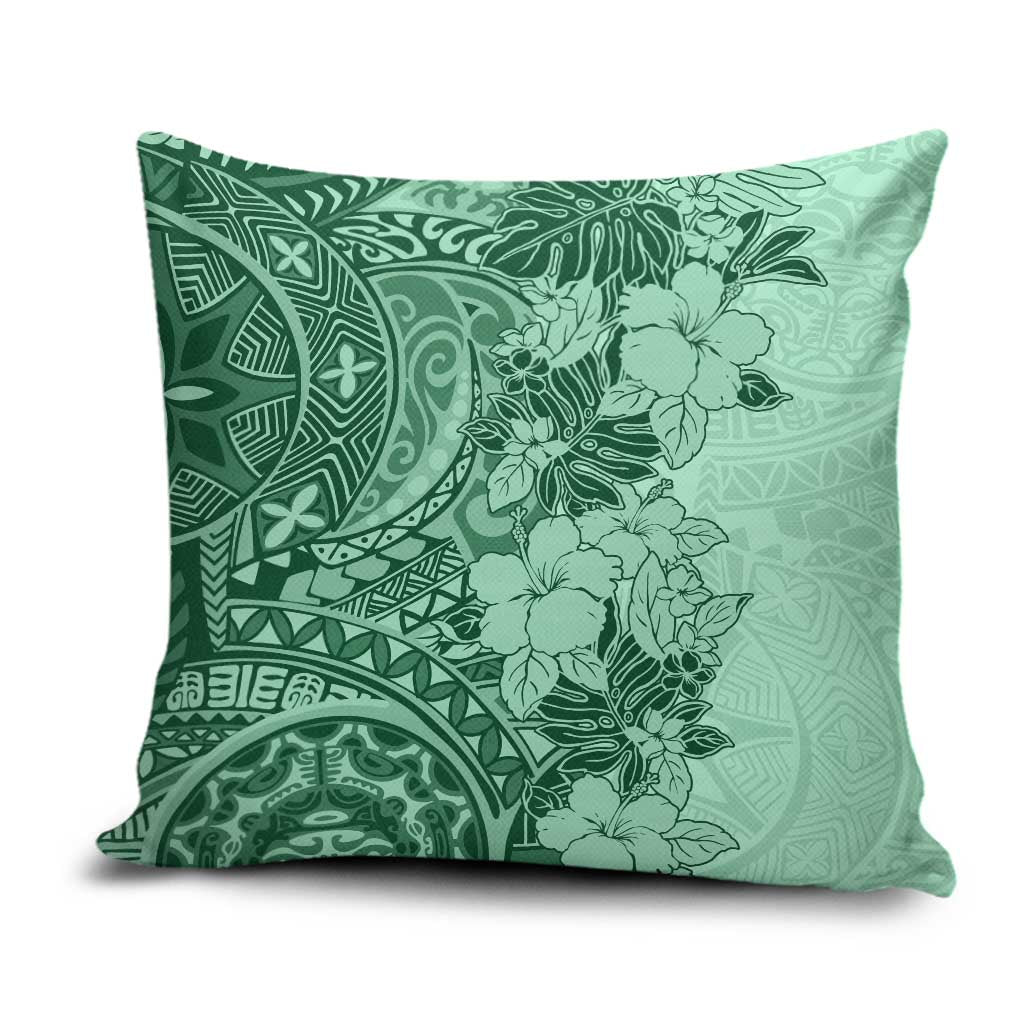 Polynesia Pillow Cover Hibiscus Hawaiian Tribal Tattoo Retro Green LT9 Green - Polynesian Pride