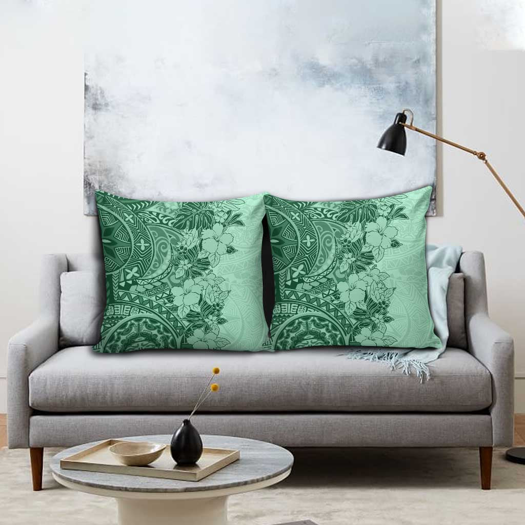 Polynesia Pillow Cover Hibiscus Hawaiian Tribal Tattoo Retro Green LT9 - Polynesian Pride