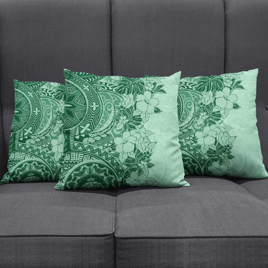 Polynesia Pillow Cover Hibiscus Hawaiian Tribal Tattoo Retro Green LT9 - Polynesian Pride