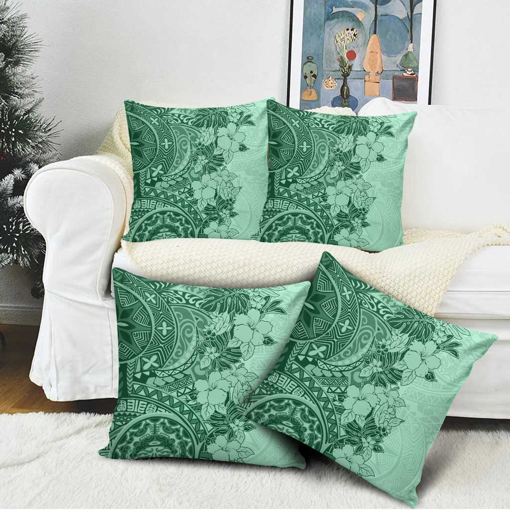Polynesia Pillow Cover Hibiscus Hawaiian Tribal Tattoo Retro Green LT9 - Polynesian Pride